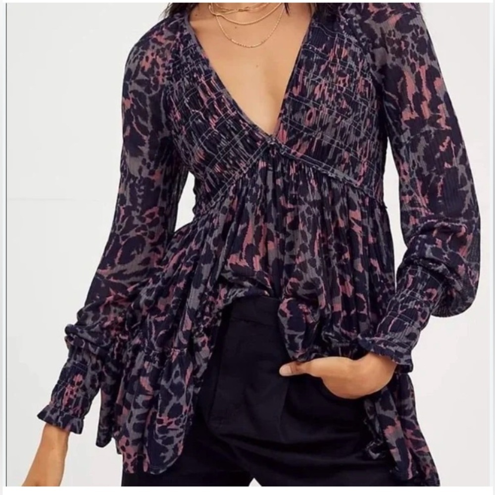 Free people dark romance print top NWOT